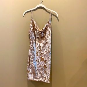 Worn one time, gold mini dress, size medium